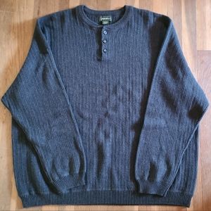 Eddie Bauer Men's Pullover Ribbed 100% Cotton Charcoal Grey Sweater Size 3XL